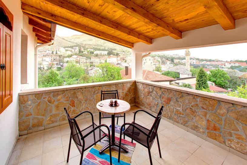 Terrace of Hotel Almira, MOstar, Bosnia. Photo: Host // Green Visions