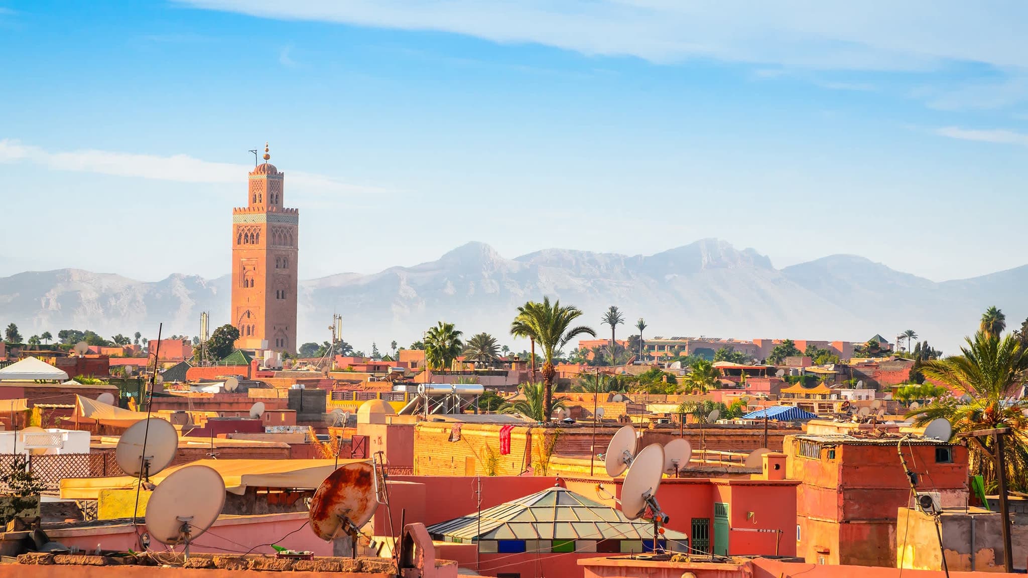 A city scape of the beautiful Marrakesh, Morocco.