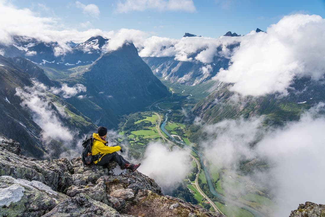 In amongst the clouds on the Romsdalseggen ridge hike. Photo: Getty