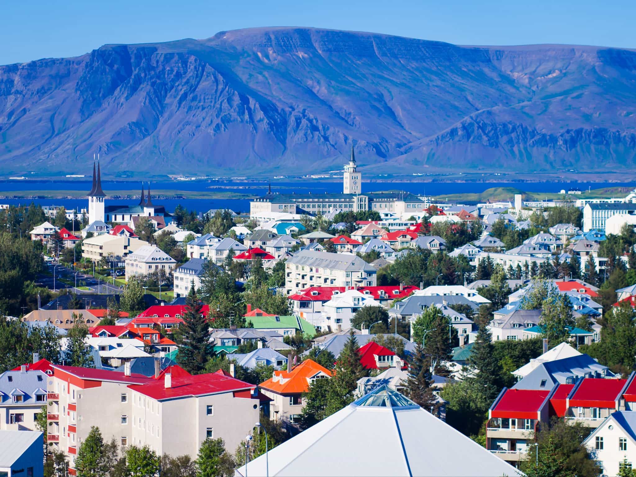 Aerial view of Reykjavik's harbour and skyline. Photo: GettyImages-484799460