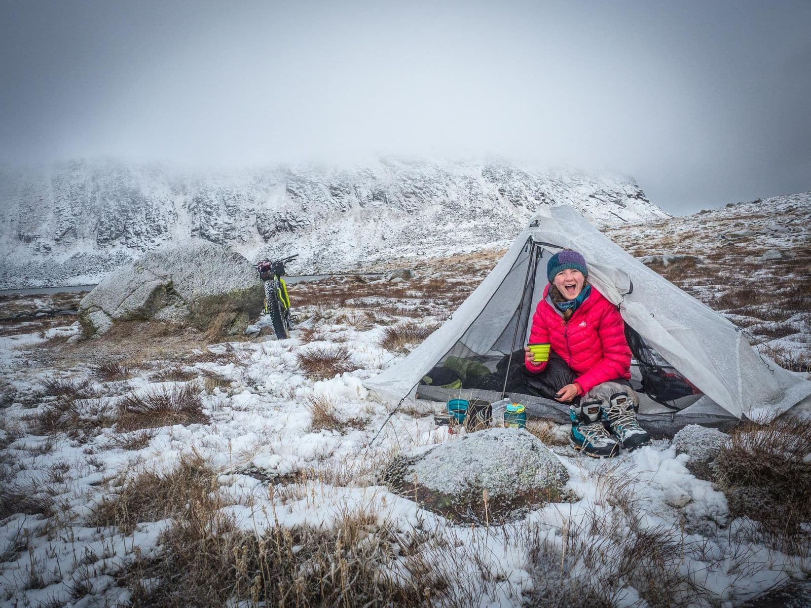 Annie on a solo trip in the Cairngorms National Park. Photo: Annie Lloyd-Evans, no external use