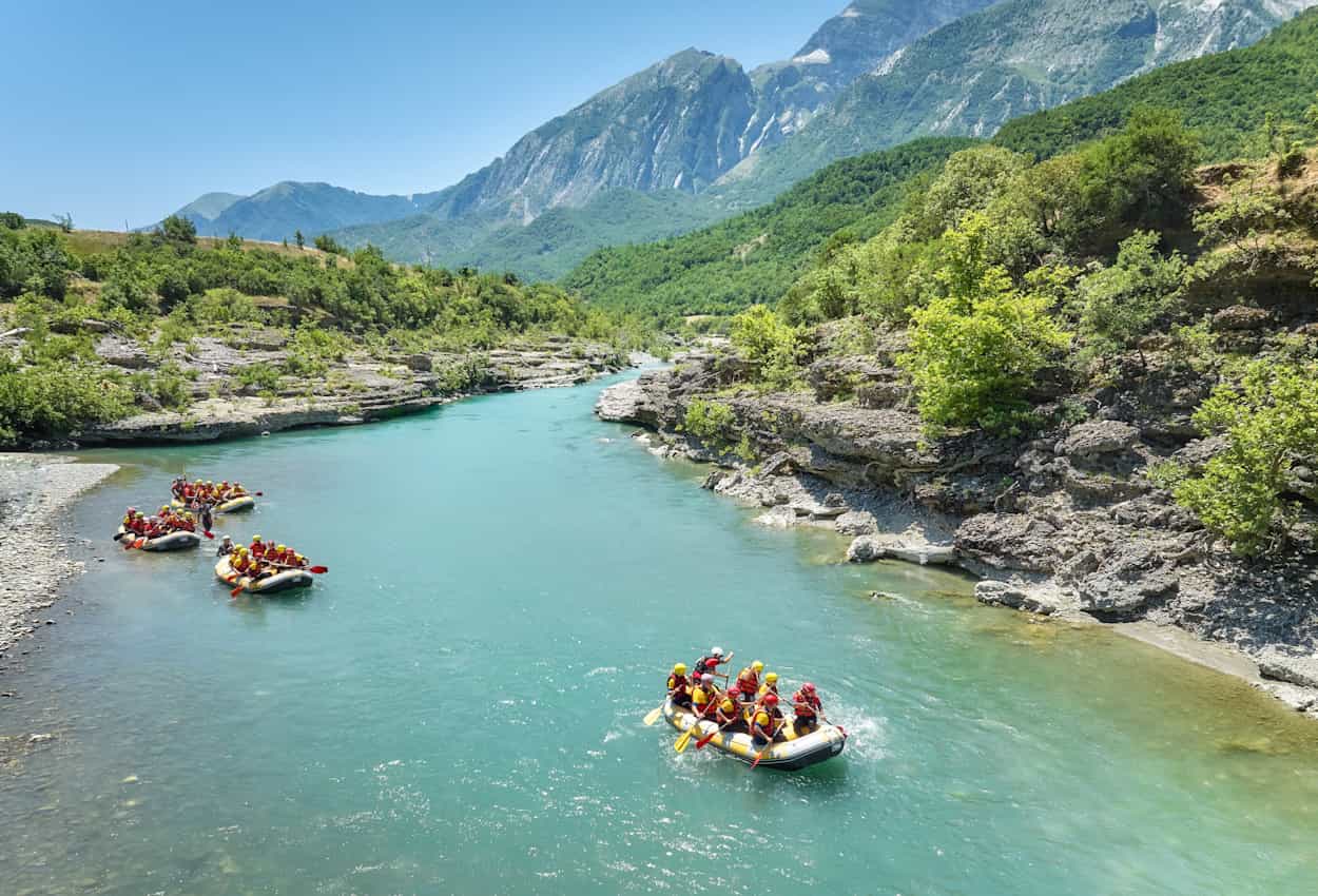 Rafting the Vjosa River, Albania. Photo: shutterstock 2198397445