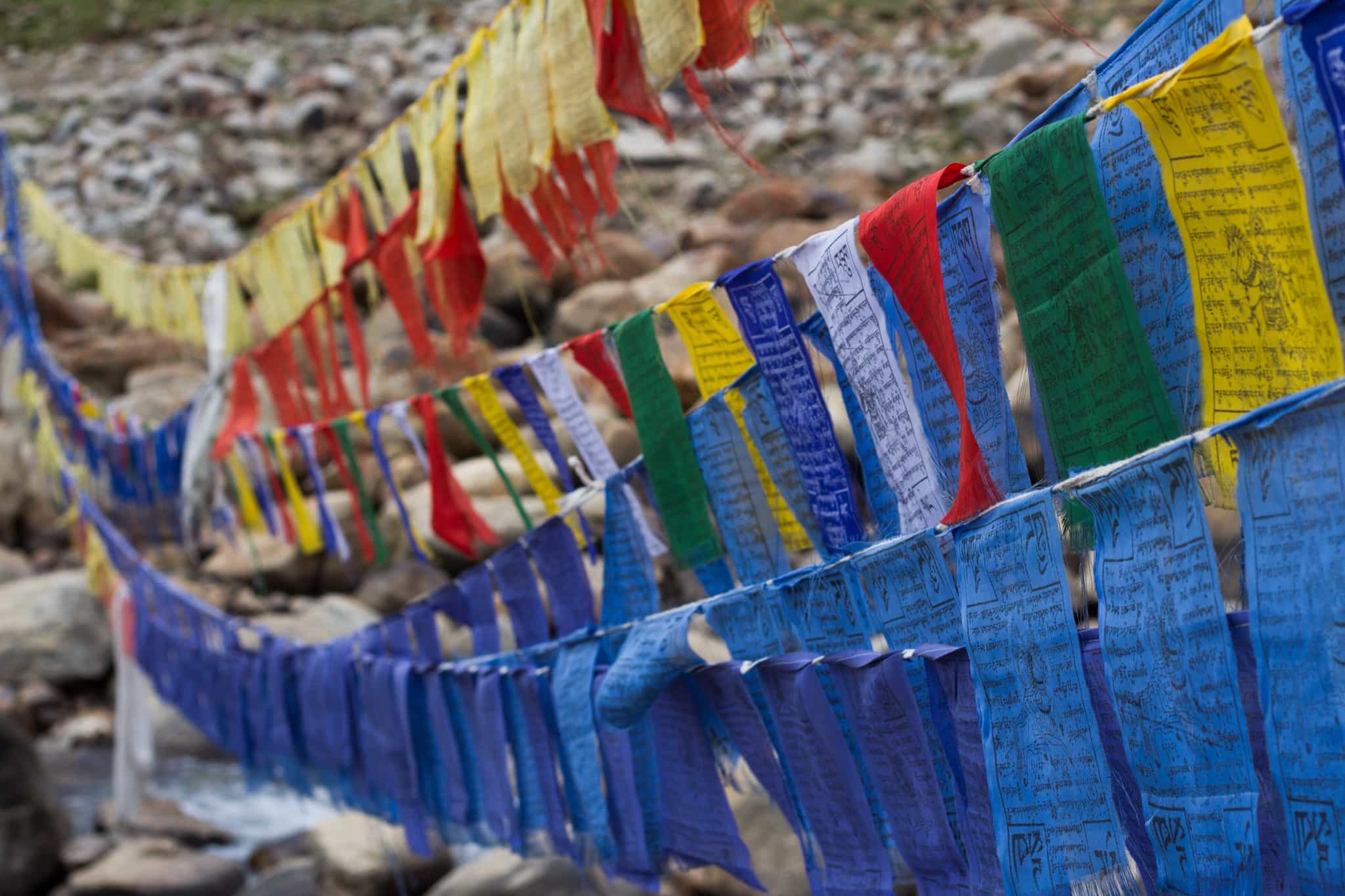 Prayer flags in Ladakh, India. Photo: GettyImages-1483211316