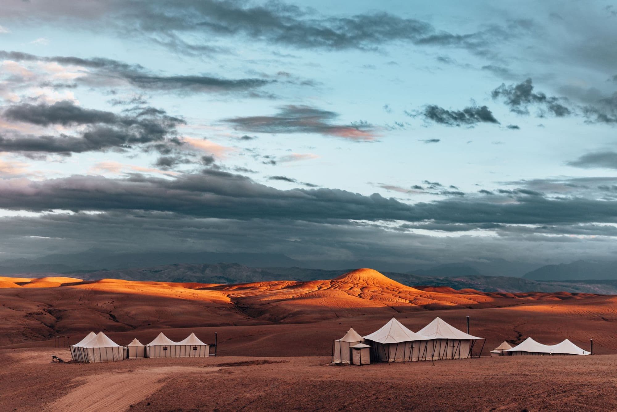 A tented camp in the Sahara Desert