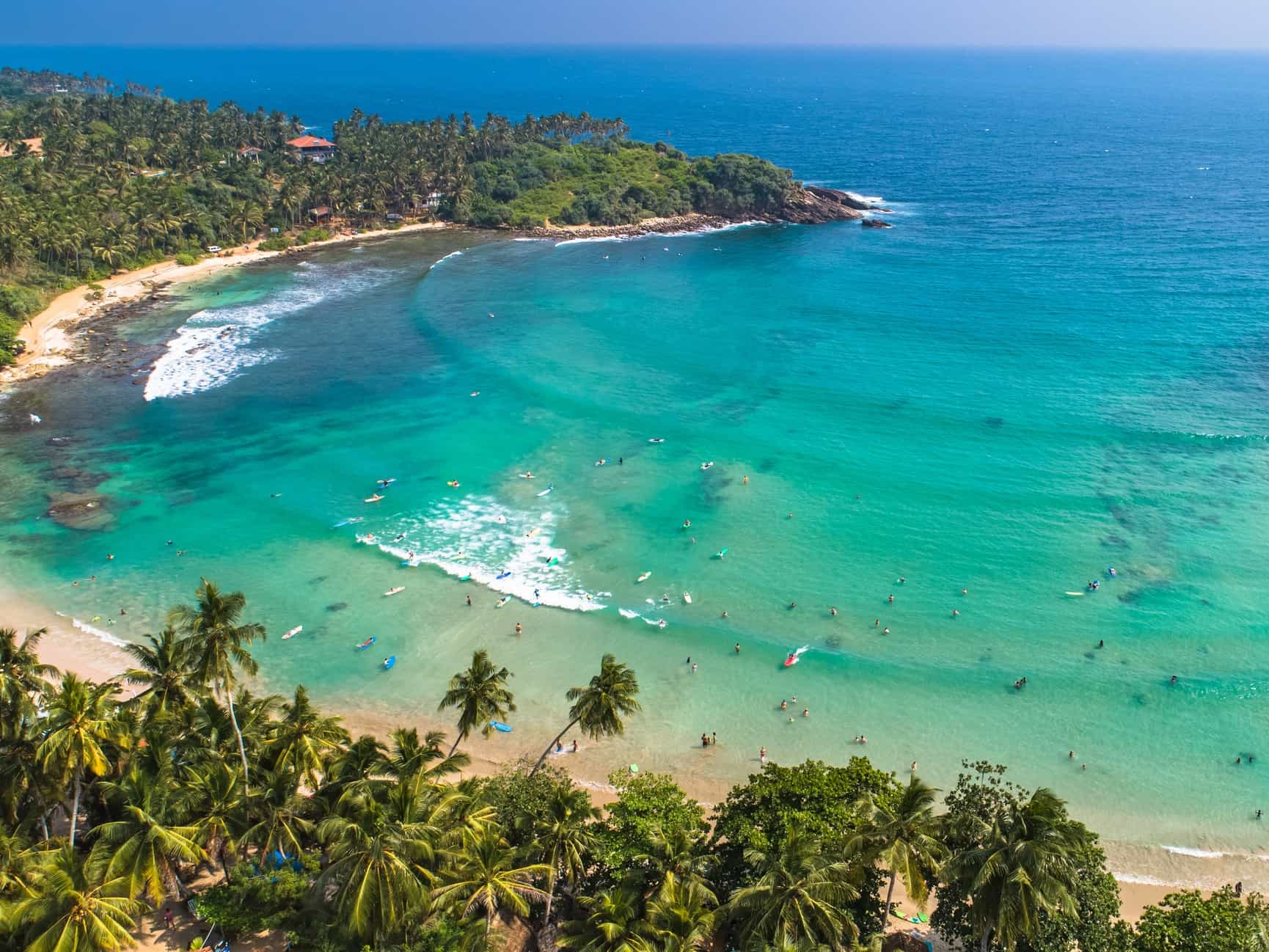 Surf beach Hiriketiya, Dikwella, Sri Lanka. Photo: GettyImages-1131884277