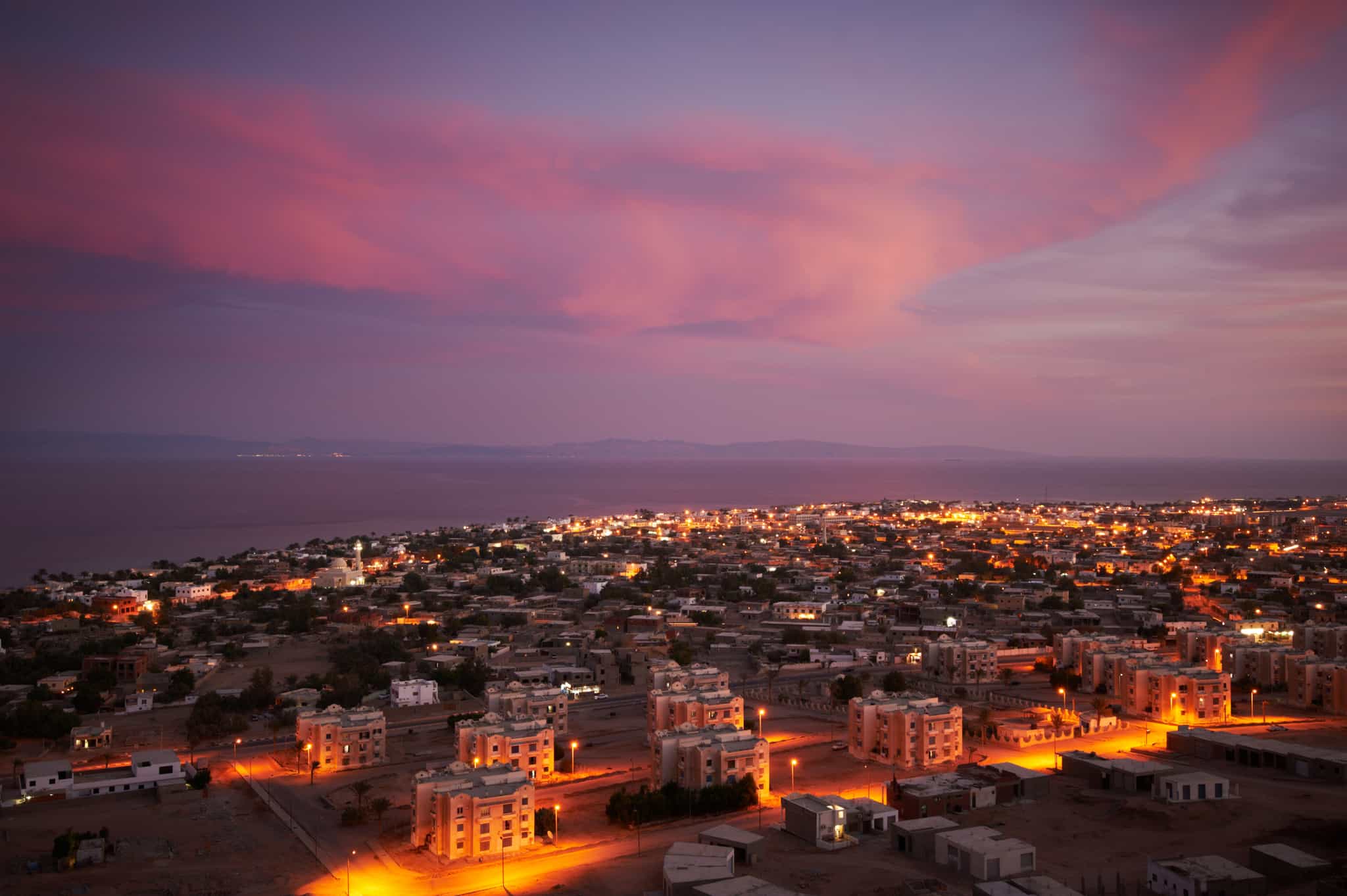 Dahab at sunset, Egypt, Getty