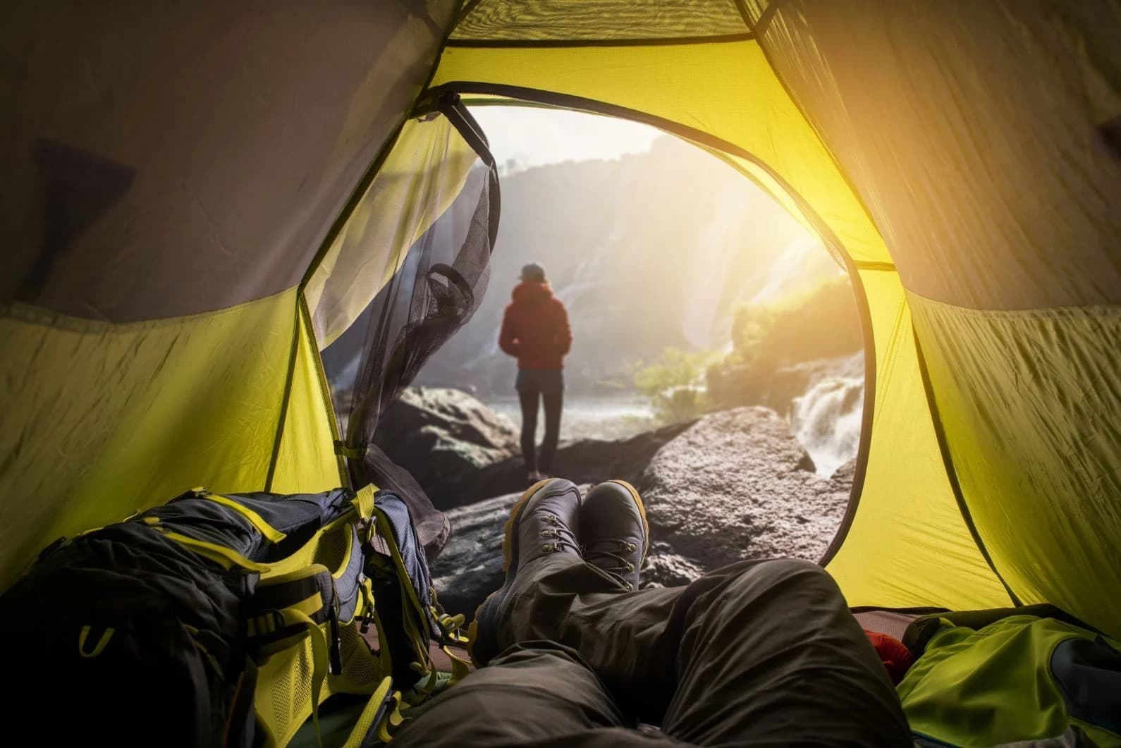POV shot from inside a tent. Photo: Getty