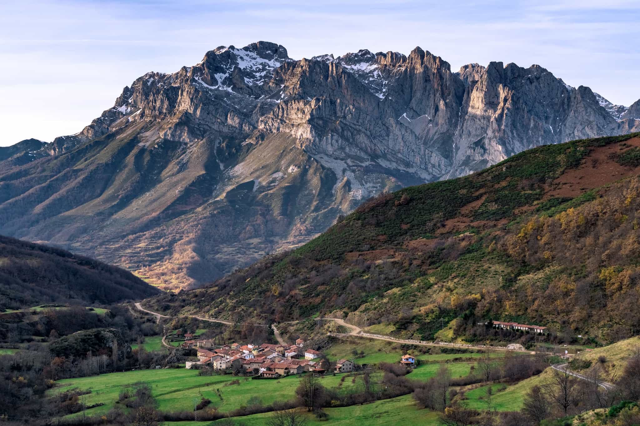 Picos de Europa, Spain
GETTY - Western massif of the Picos de Europa National park and the village of Santa Marina placed in the Valdeon valley at sunrise, Leon, Spain. Photo: Getty # 1557607794