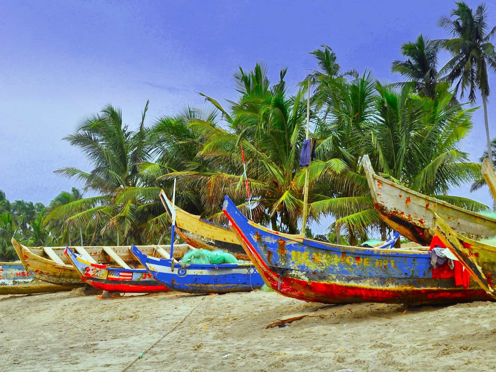 Traditional fishing boats in Ghana. Photo: GettyImages-2155818617