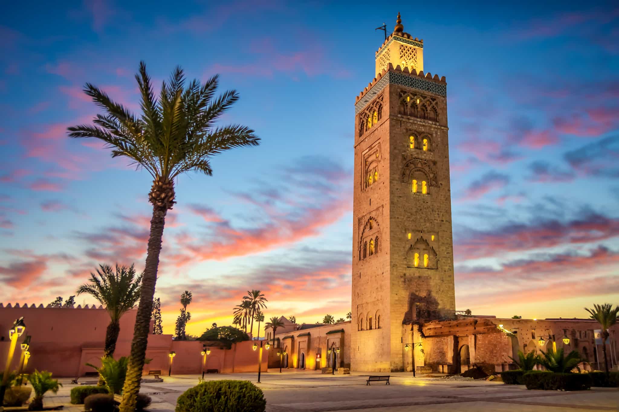Koutoubia Mosque, Marrakech, Morocco. Photo: GettyImages-1294321554