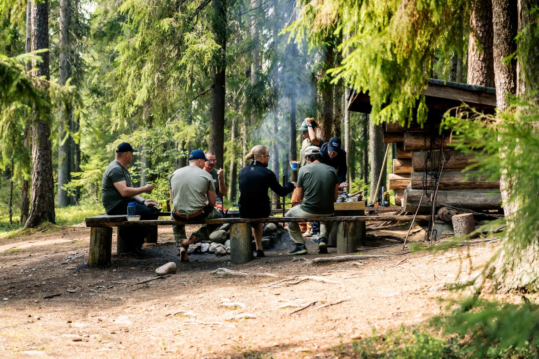 Campfire cooking while hiking in Lake Saimaa region