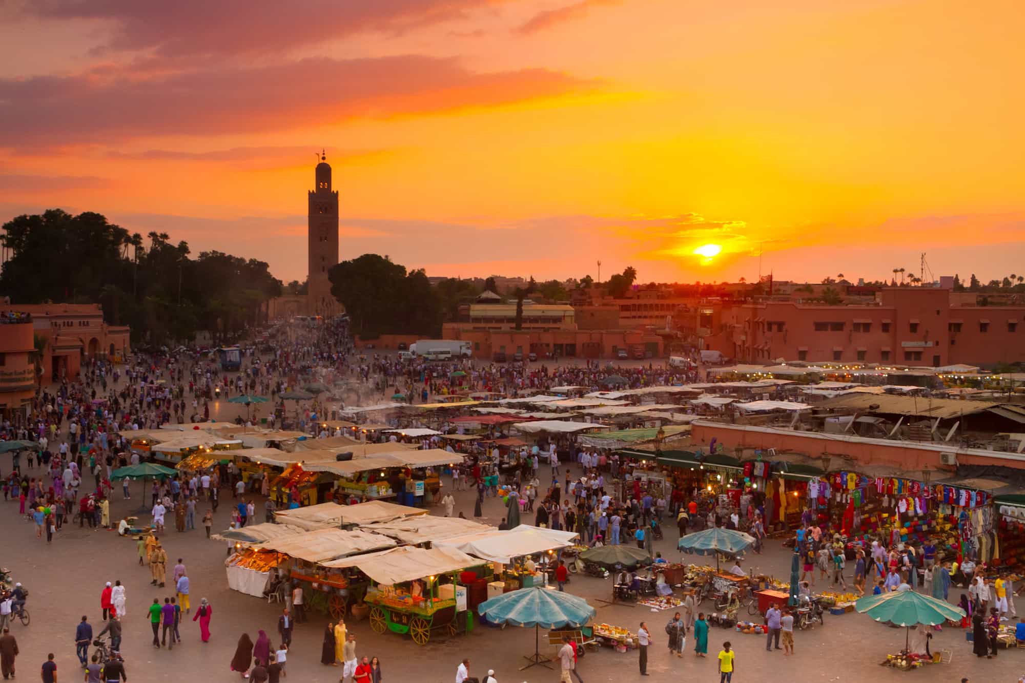 Jamaa el Fna, Marrakesh, Morocco. Photo: GettyImages-498402049