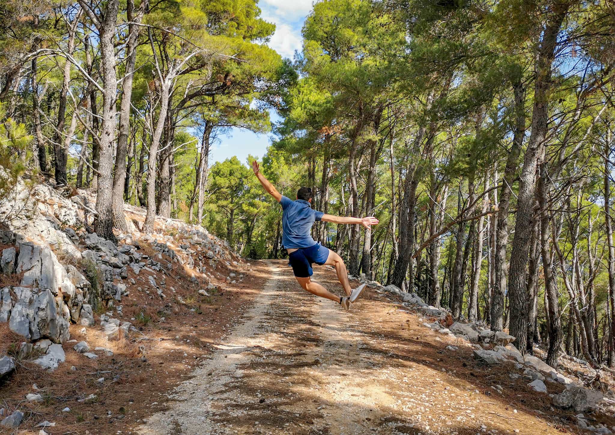 Man Hiking in forest, istria, croatia. Photo: GettyImages-2176622653