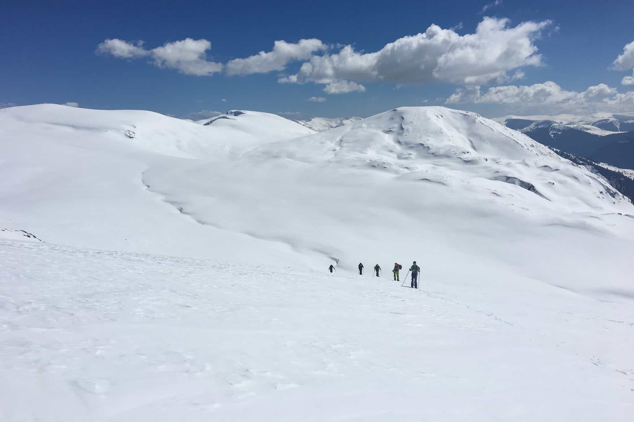 Group Snowshoeing the remote Bulgarian Mountains. Photo: Host / Split the Mountain