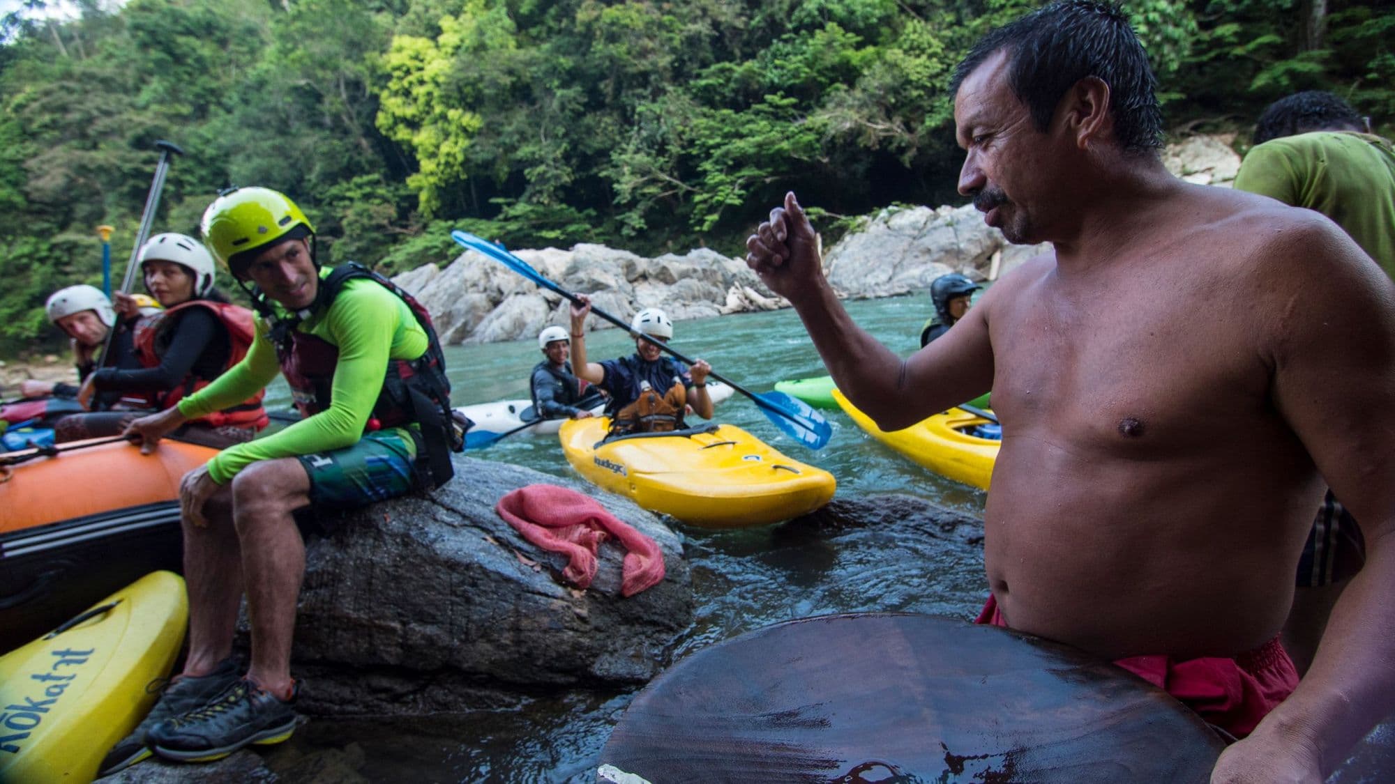 Kayakers and guide on the Samana River. Photo: Host