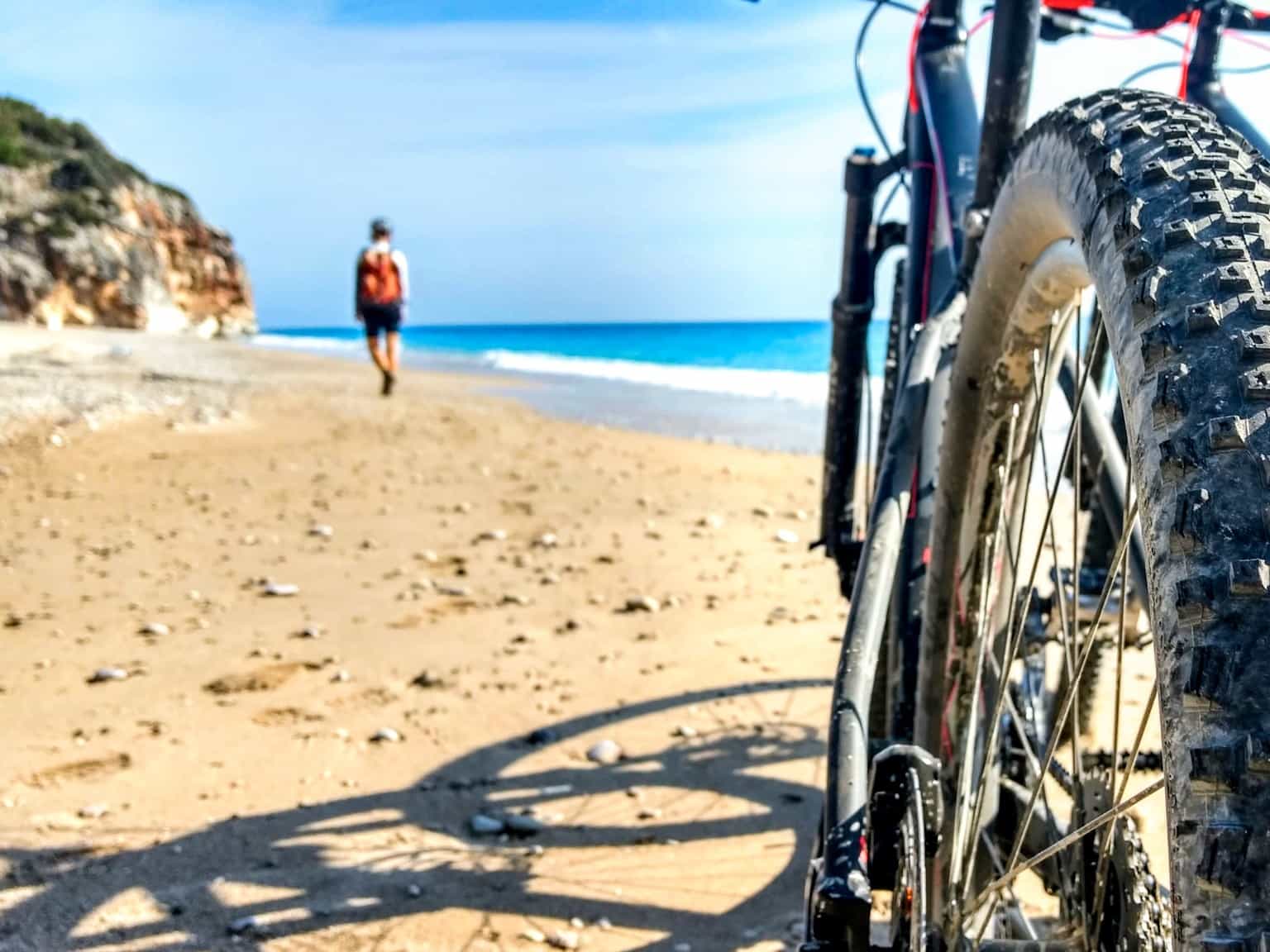Bike on beach, Albanian Riviera. Photo: Host/Zbulo Discover Albania