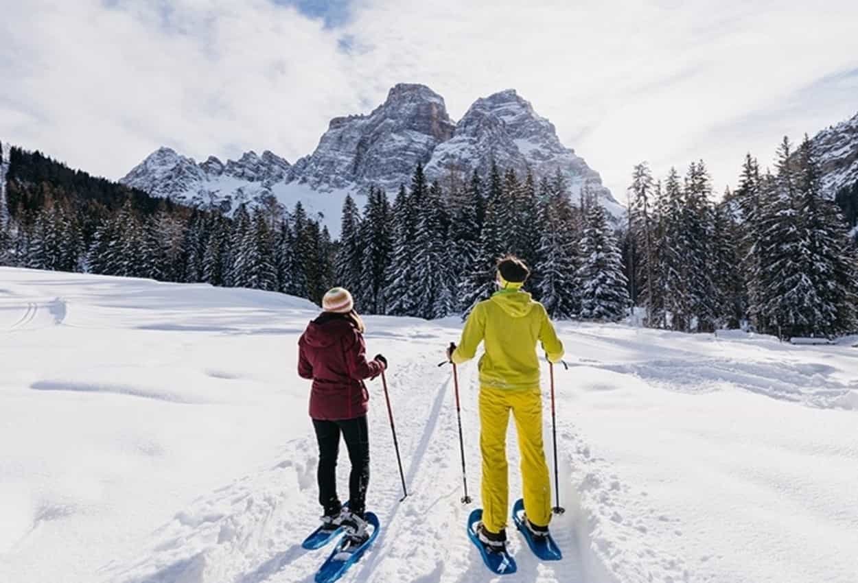 Snowshoeing in the Val Florentina, Dolomites