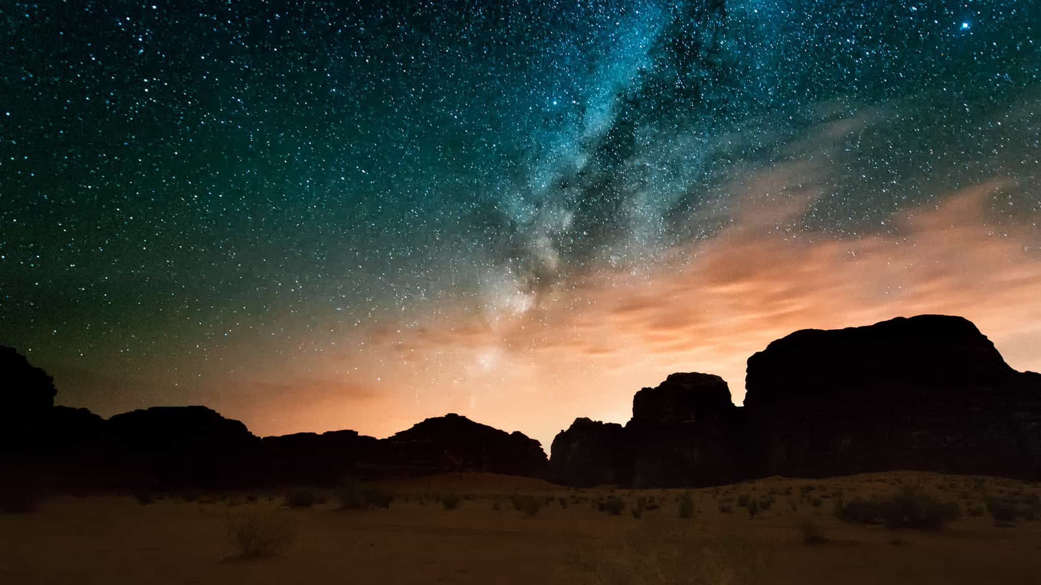 Wadi Rum, Jordan, at night. Photo: iStock-504118932