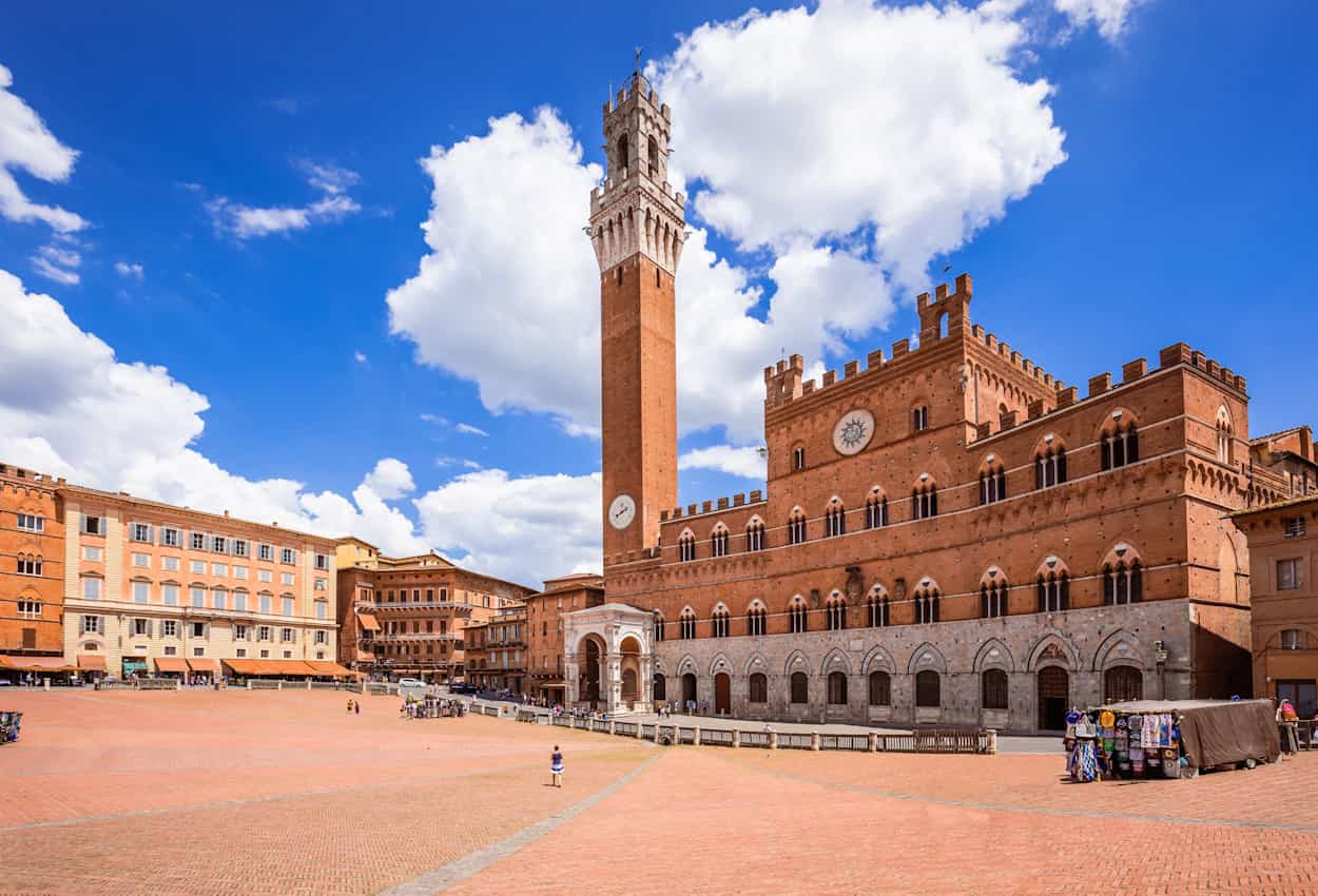 Main square in the historic city of Siena, Tuscany.