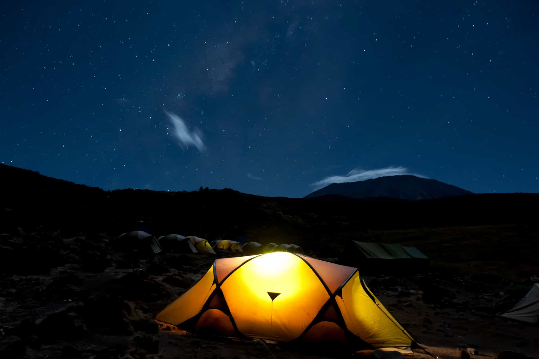 Kikelelwa Cave campsite on Rongai Route, Kilimanjaro. Photo: GettyImages-460594125