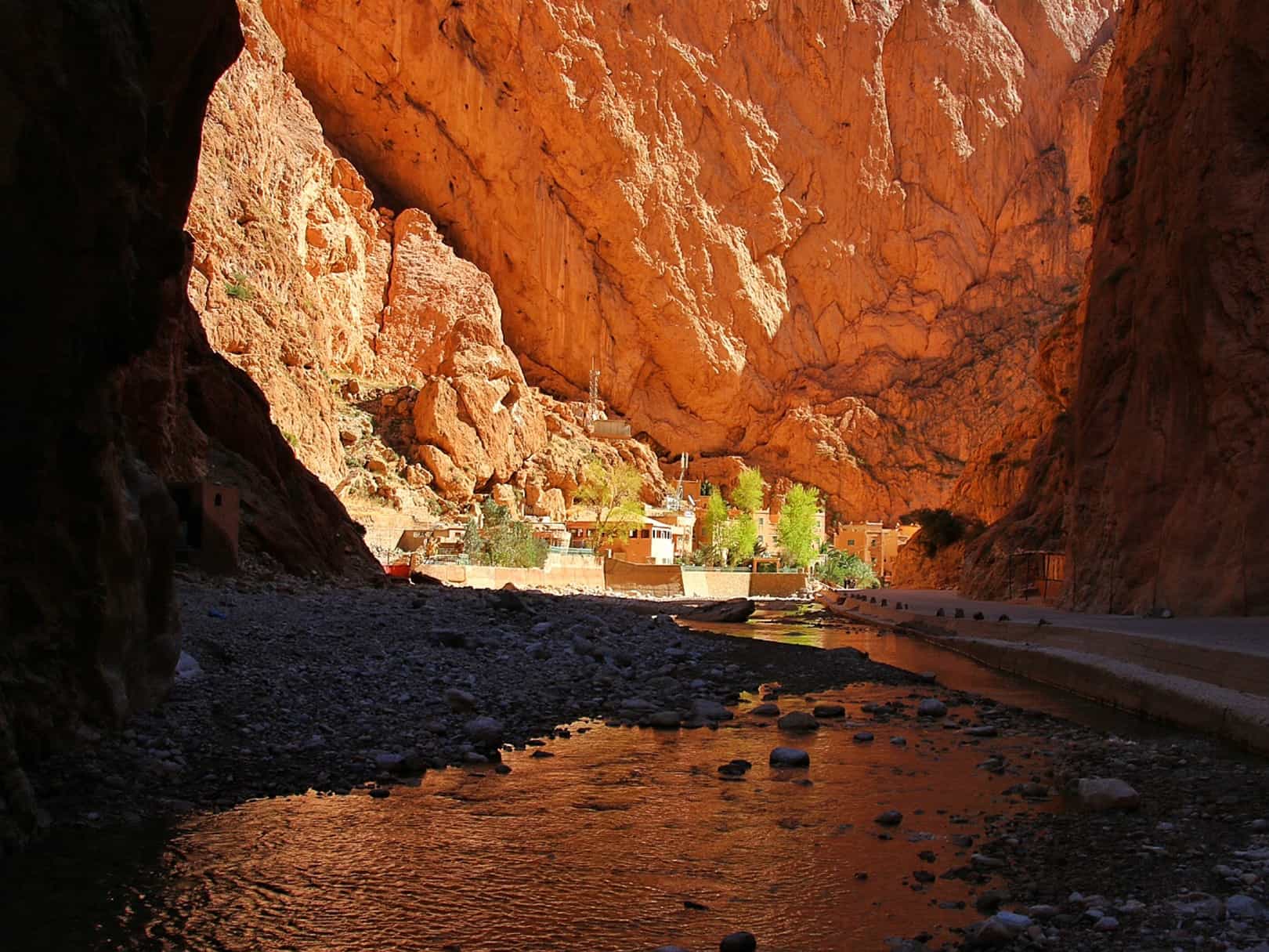 A small village nestled at the base of Morocco's Todra Gorge.