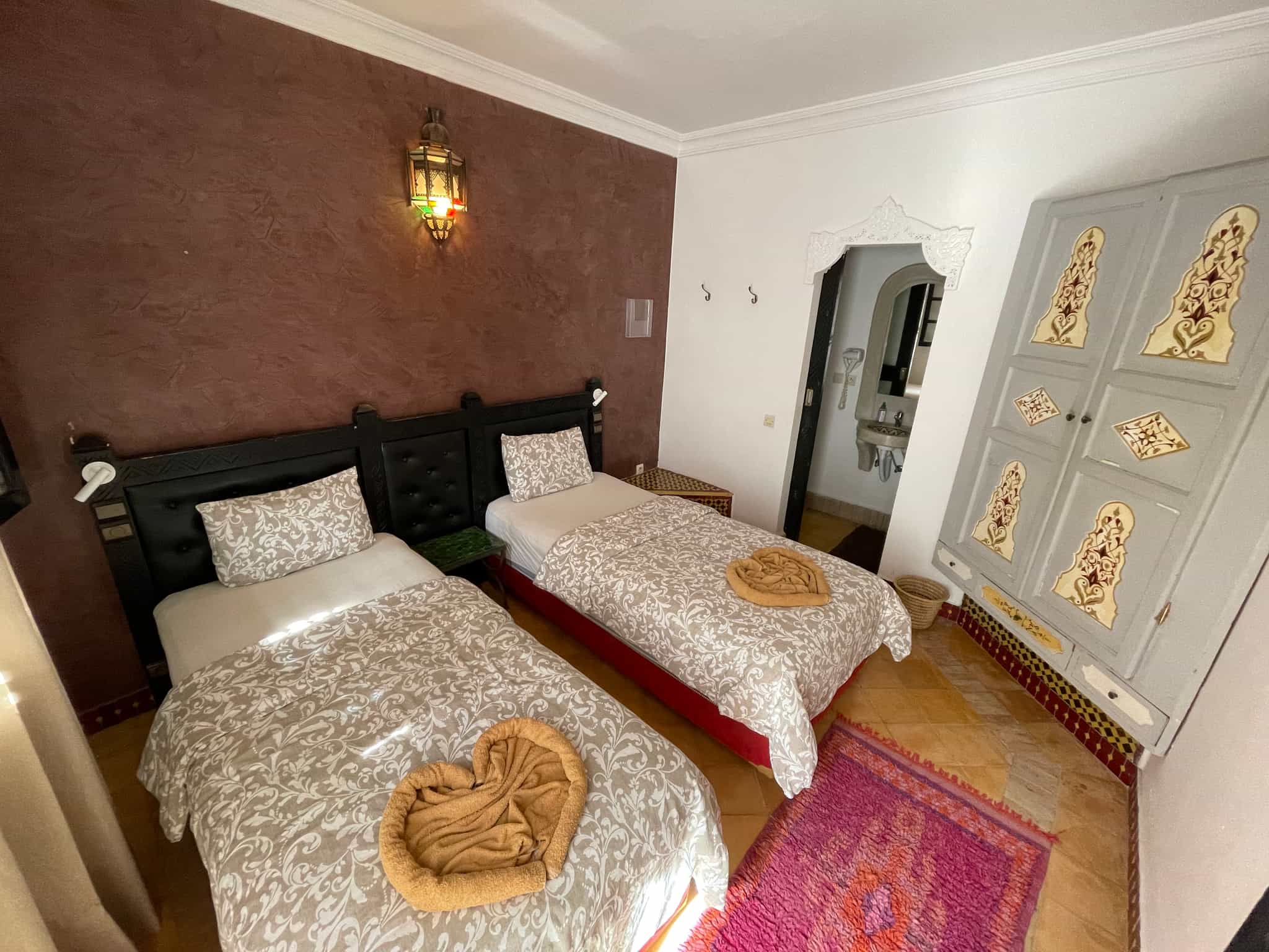 Riad twin room, Tamraght, Morocco