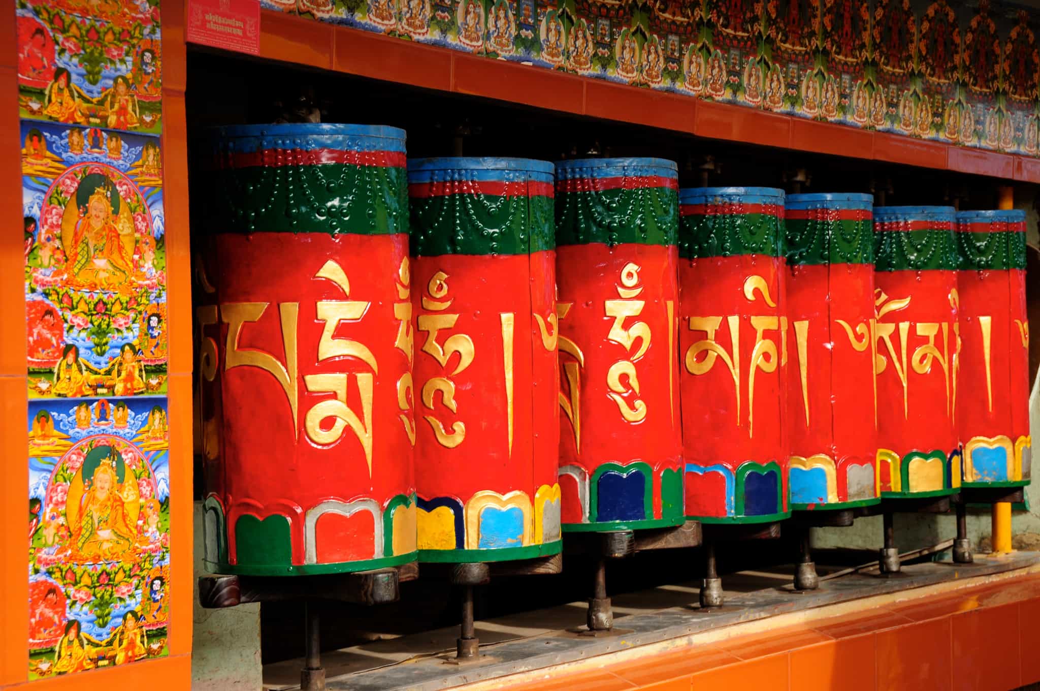 Prayer wheels in Dharamshala, India. Photo: GettyImages-168522181