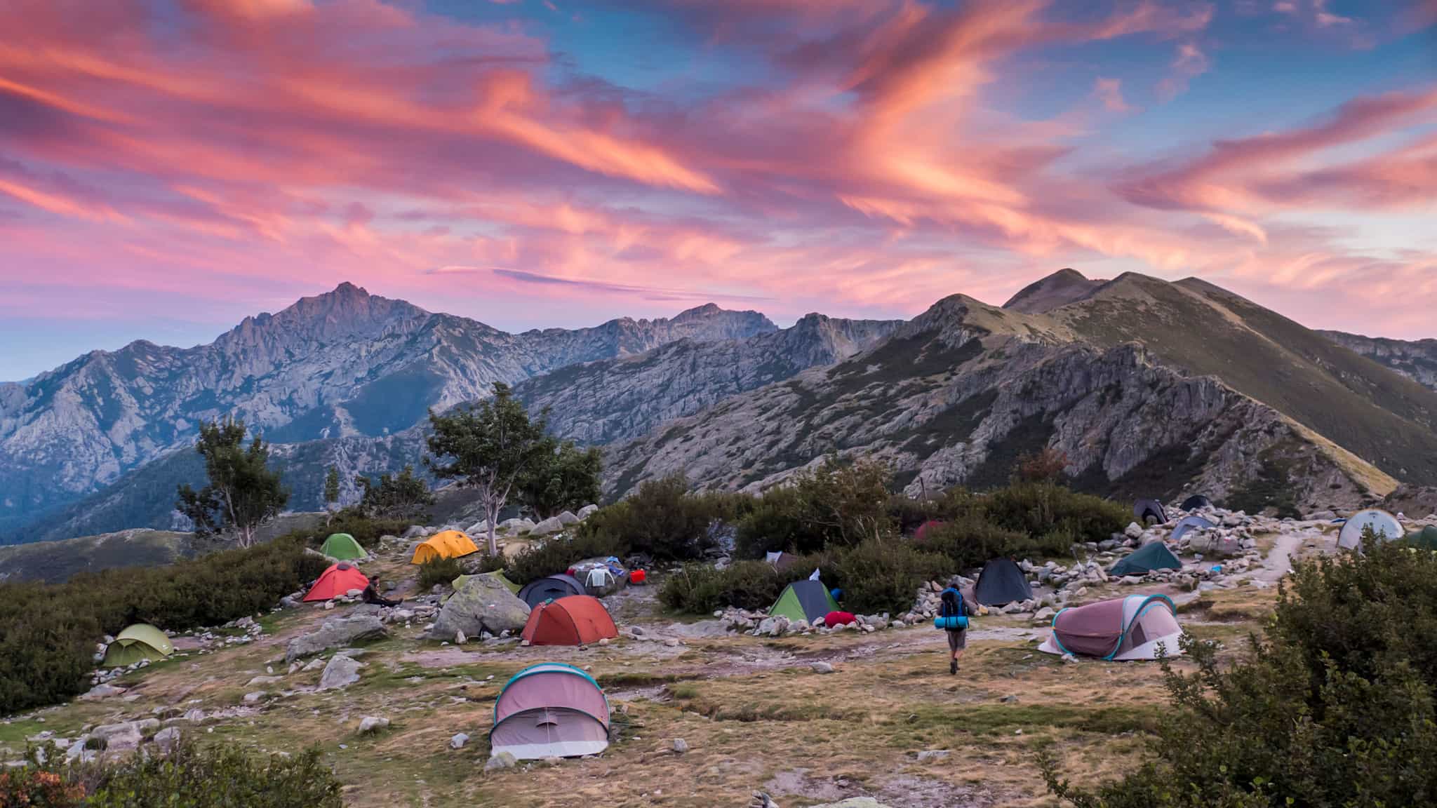Tents at Petra Piana refuge on the GR20 in Corsica