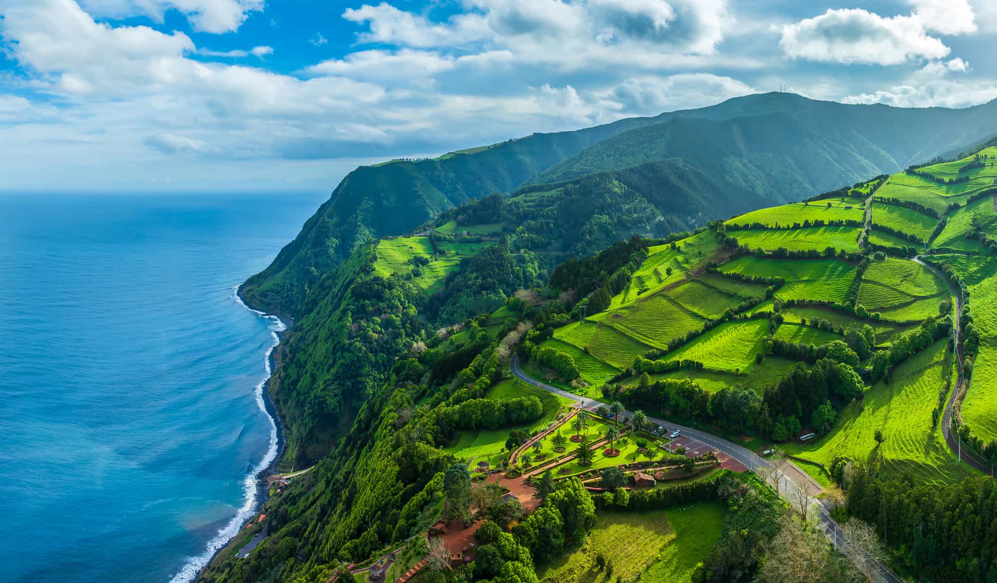 Aerial view of Sao Miguel Island, Azores