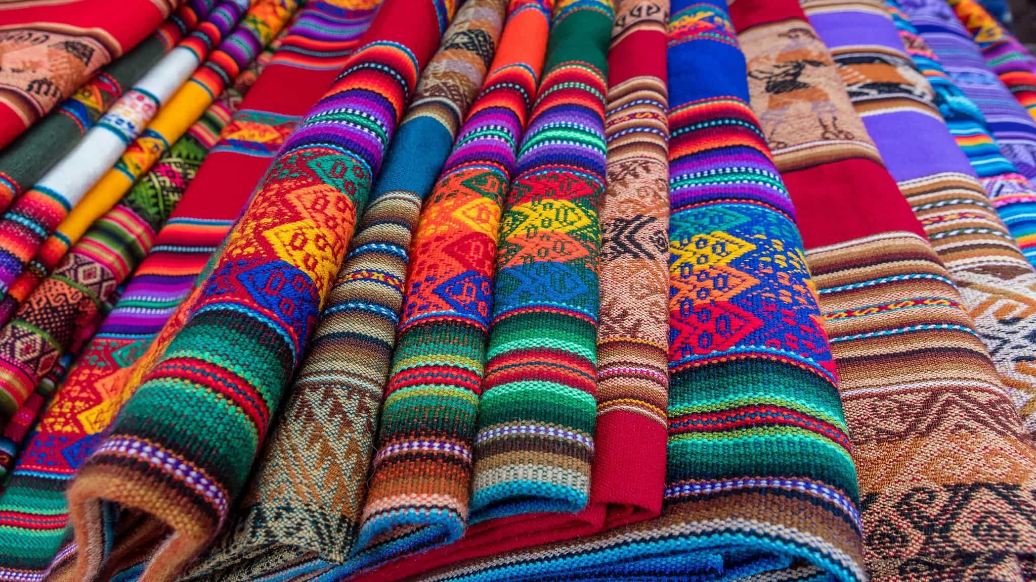 Traditional Peruvian wares for sale in Pisac, Peru