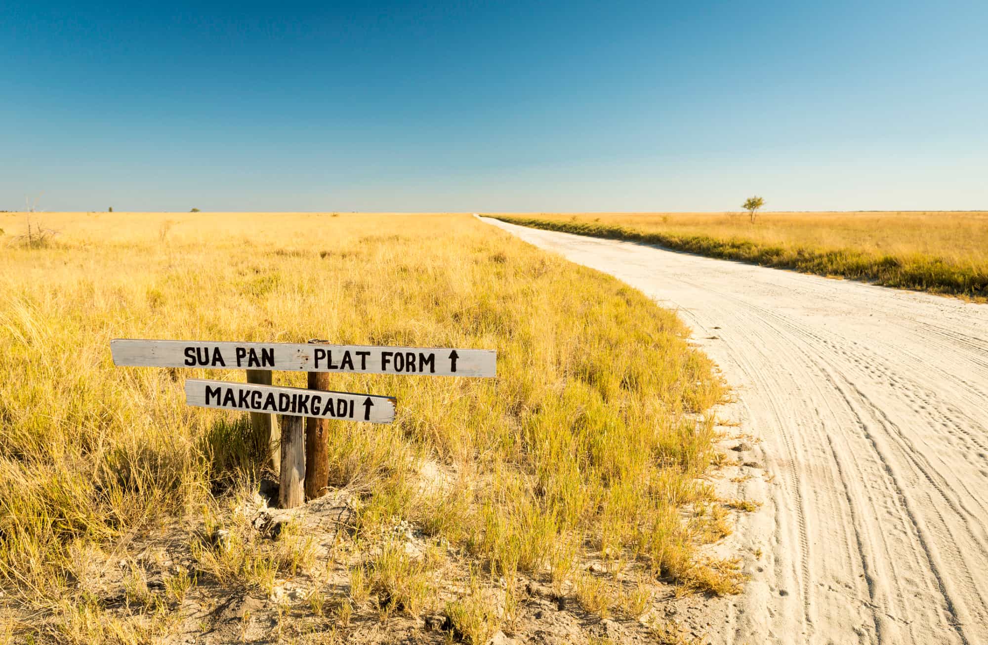 Makgadikgadi Pan sign in Botswana, Africa