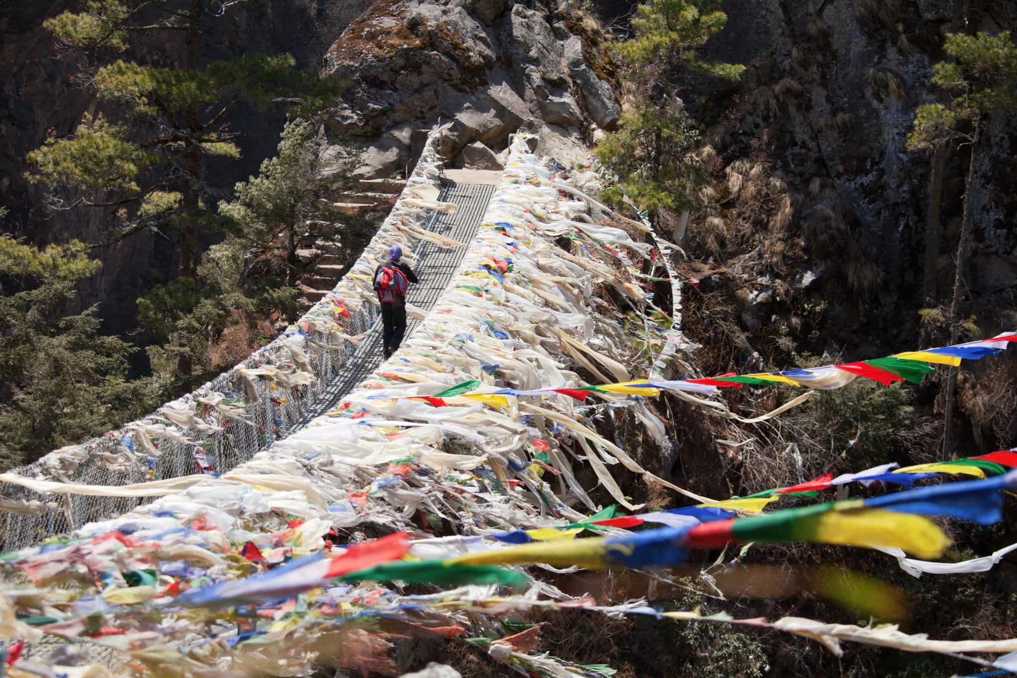 Hilary Suspension Bridge, Nepal. Photo: GettyImages-181880876